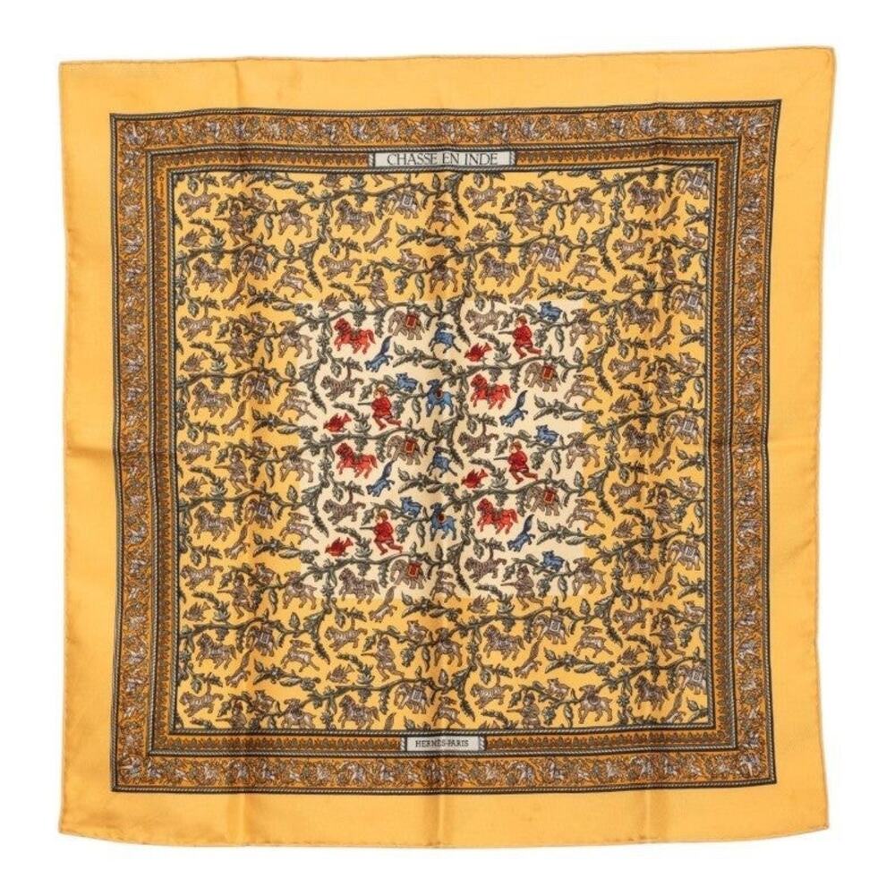 Hermes Silk Carre 45 Chasse En Inde Scarf Multicolor